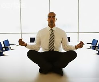 Meditation - Yoga Pose in Office, male